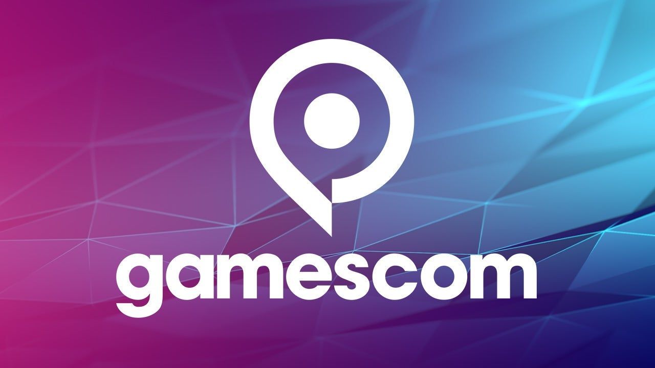 Gamescom name and logo on purple and blue background