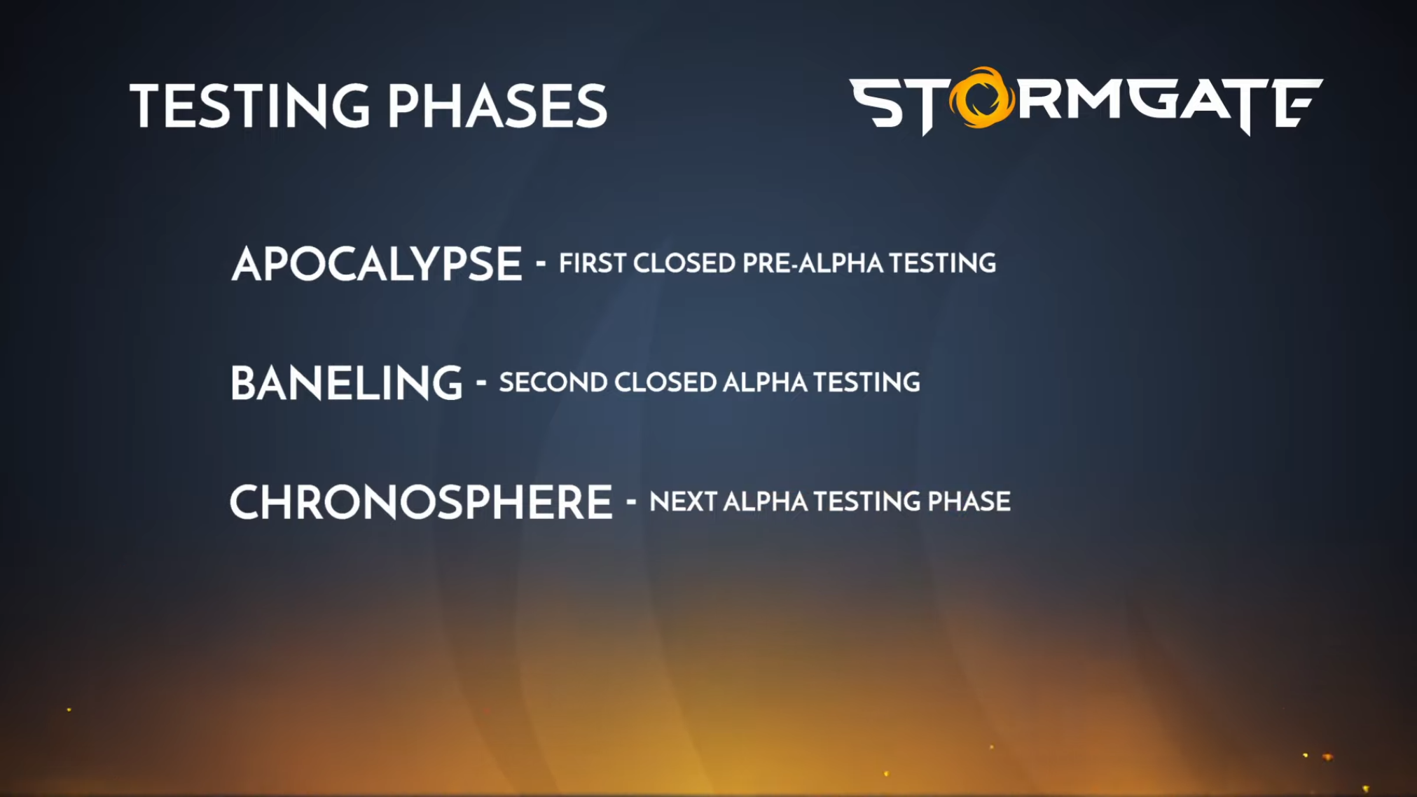 Stormgate Alpha Stages